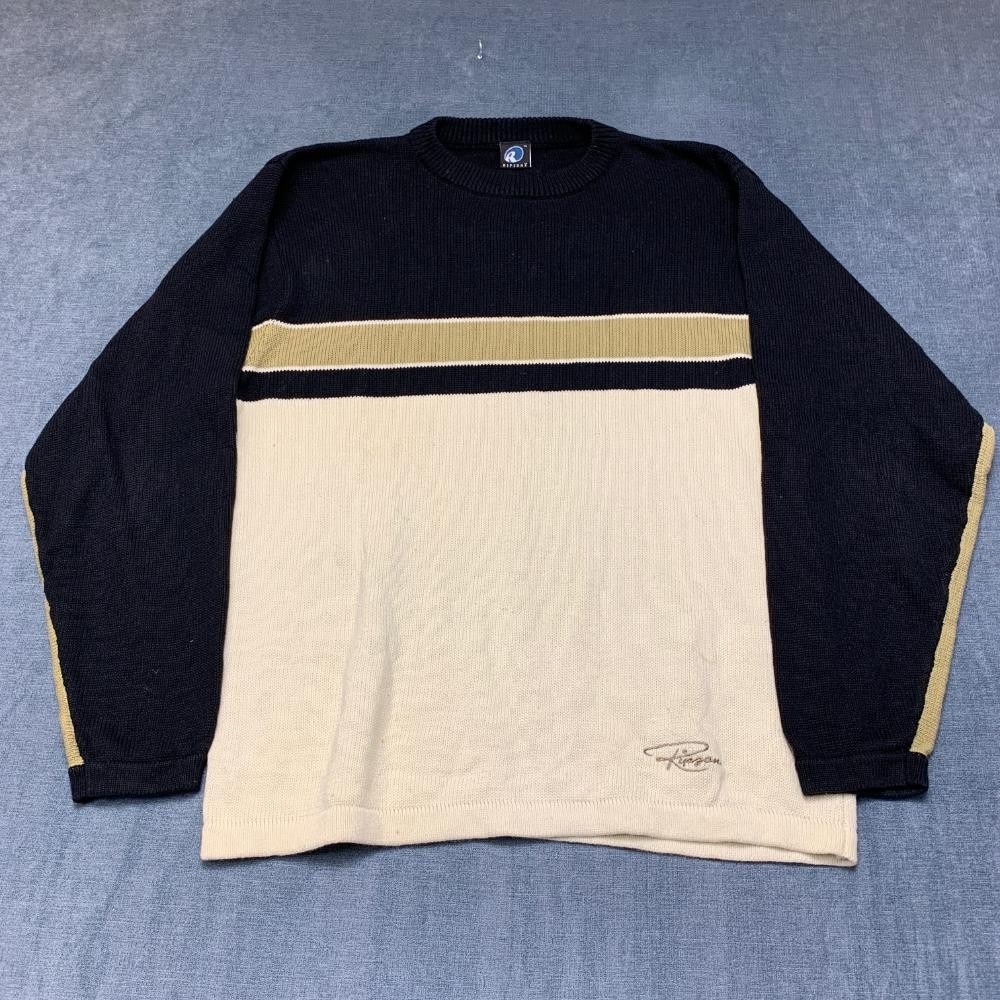 Ripzone Sweater Mens Small Black Ivory Cotton Logo Streetwear Knit Wear Winter